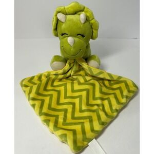 Triceratops Green Yellow Plush Lovey Blanket Baby Plushy Security Blanket